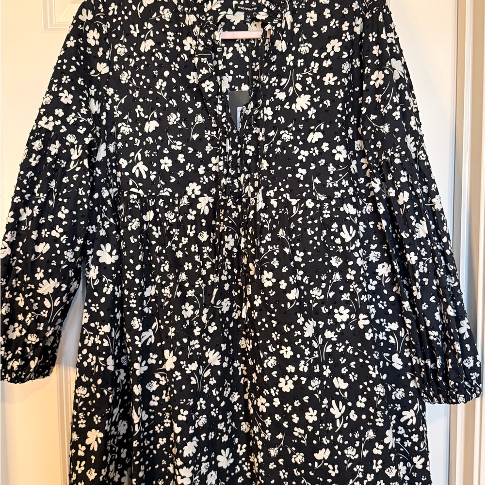 Who What Wear Black and White Floral Dress